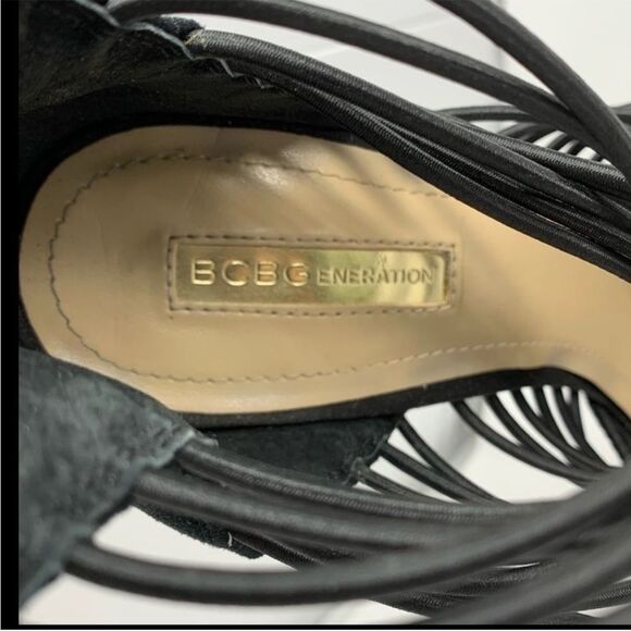 BCBGeneration Caliko Suede Back Zipper Strappy Cage Shoes - Picture 5 of 15